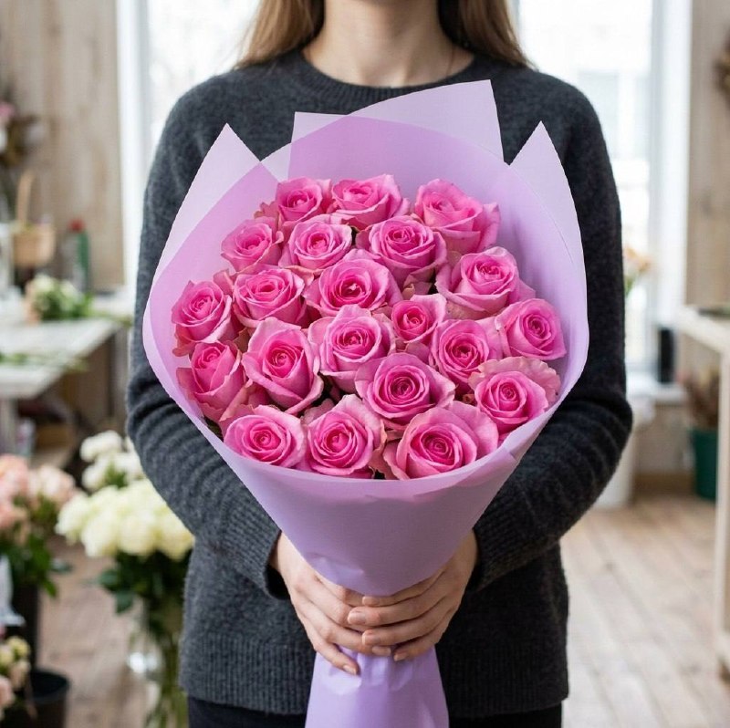 Моно-букет из розовых роз